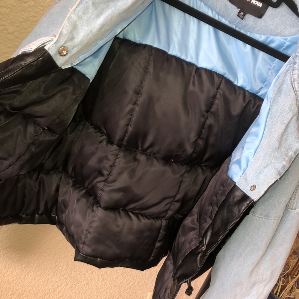 Fashion Nova Blue Jean Black Puffer Jacket - Picture 14 of 17
